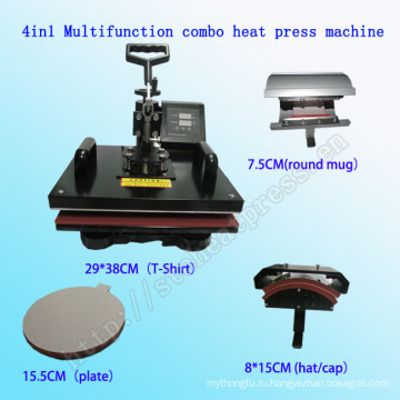 4 в 1 Многофункциональный комбо Футболка печатная машина давления жары CE одобрил комбинированный Многофункциональный машина передачи тепла НТС-SD08